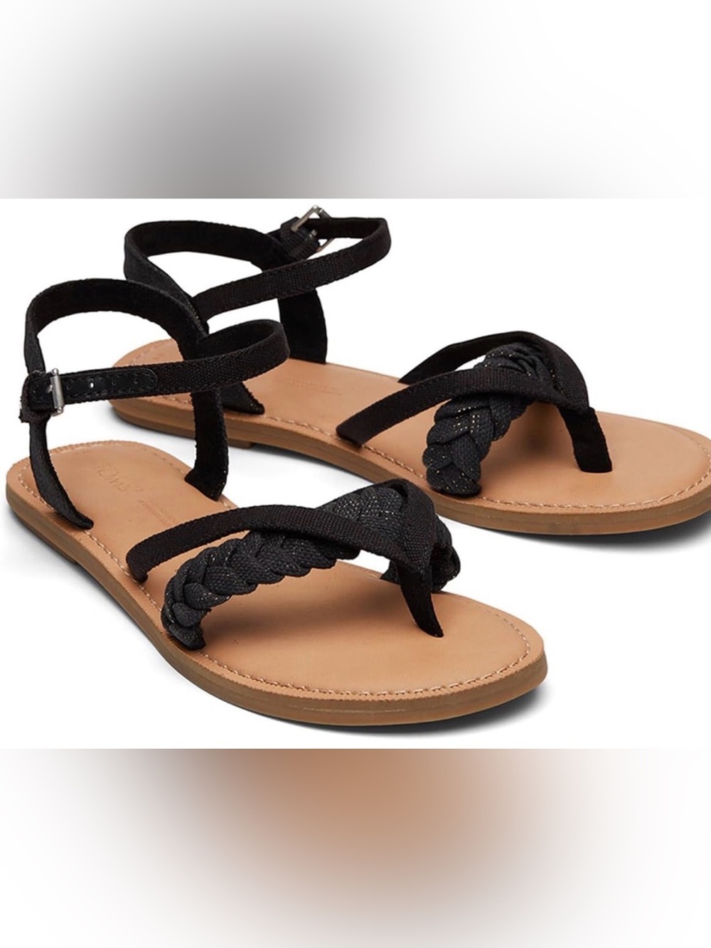 Toms Black Braided Ankle-Strap Sandals